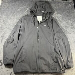 Roots 73 Audi Mens 2XL Black Pocket Hooded Full Zip Mid Length Parka Jacket